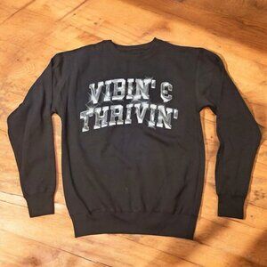 Fashion Nova Vibin' & Thrivin' Crewneck Sweater Women's Size Small Black NWOT‎